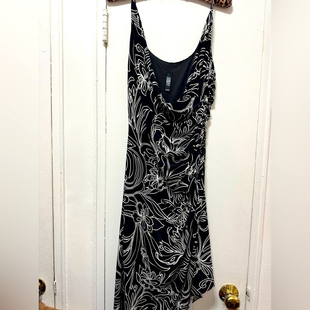 Y2K vintage Laundry Black & White Floral Print Strappy Dress